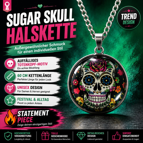 Edelstahl halskette totenkopf - edelstahl,