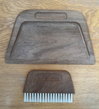 VINTAGE MCM MODERN HOLZ KRÜMELFÄNGER & BÜRSTE SET TISCH KEHRSCHAUFEL & BÜRSTE