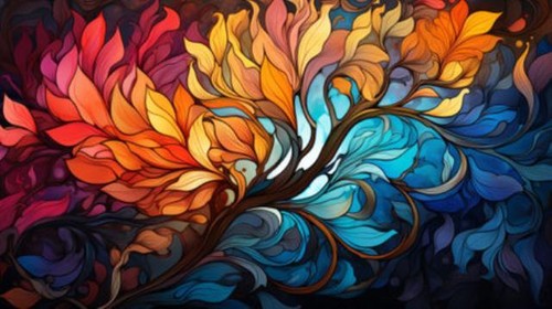 Wandbild ein buntglasfenster - ein,