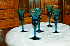 5 Holmegaard Aquavit-Gläser,Blautürkis,1960er,gebraucht,sehr selten