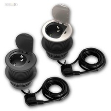 Einbausteckdose Schreibtisch versenkt, Loch Ø60mm 16A 3600W + USB Steckdose 2,4A