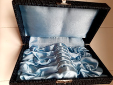 DDR alter kleiner leerer Besteckkasten schwarzgrau  6 Kaffeelöffel /Kuchengabeln