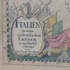 Landkarte, ITALIEN in seine unterschiedlichen Länder eingetheilet, G, Schreibern