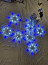 LED Lichterkette Schneeflocken Vorhang Blau Weiß 