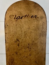 NAETHER Stiefelknecht um 1900 Schuhputz Hocker Schemel aus Holz Antik Jugendstil