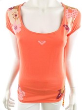 ROXY Bluse für Damen Perlen Orange One size Kurzer Ärmel Baumwolle Runder
