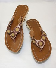 Sandalen Boho Hippie Pailletten Sandale braun Zehensteg Hippie Sandalen Bali 40