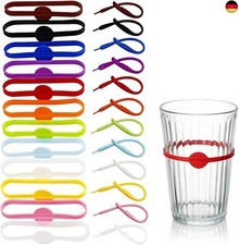 24 Stück Glasmarkierer Silikon, Glas Markierung Trinkgläser, Wiederverwendbare, 