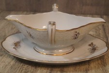 Hutschenreuther Dresden Sauciere mit Goldrand und Blumendekor