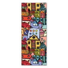 banjado Wandgarderobe Echtglas 50x125cm Garderobe mit 7 Haken Funky Town