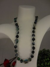 Collier Halskette EDELSTEIN FEUER-ACHAT + edles KRISTALLGLAS. 485.10