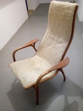 SWEDESE LAMINO Sessel Lammfell, 1970er Vintage Klass. Yngve Ekström, Holz TOP !!