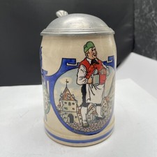 Bierkrug Mit Spruch Zinndeckel  0,5 L, 14/b
