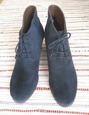 Damen Schuhe Stiefelette Keilabsatz Wedges Dunkelblau Gr.40 Andiamo