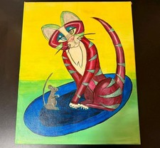 Gemälde Bild Deko Katze Maus Katz Und Maus Tier Dekoration Abstrakt Bunt Kunst