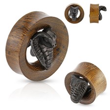 Flesh Tunnel Plug Piercing Inlay Ebenholz Holz Wood Kobra Schlange Snake Gothic