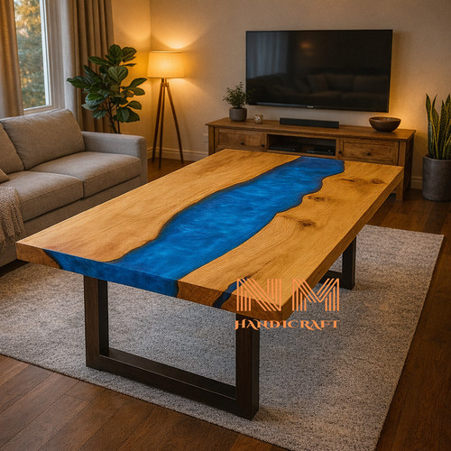 Blue epoxy river couchtisch - blue,