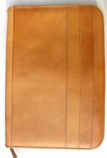 Damen od Herren Schreibmappe Leder hell Konferenzmappe Ziernähte Vorderseite Neu