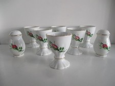 Christineholm Porcelaine Rose 6 Eierbecher 1 Salzstreuer 1 Pfefferstreuer