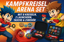 Kampfkreisel Arena Set mit 8 Kreiseln, 2 Launchern, Tasche & Zubehör