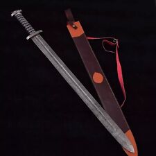 Handgefertigtes Damaststahl Wikinger Schwert Kampfbereit Mittelalter Schwert mit