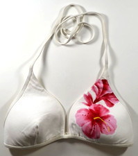 Triangel Bikini Oberteil Gr. 38 Weiss mit Glitzer Lycra Bade-BH Neu