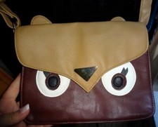 Handtasche Augen Ohren Eule Hund Katze Brauntöne Mops Bulldogge Gesicht süß