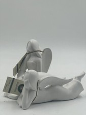 Valentino Duo Engel Figur  Weiss Deko liegend 13x6cm sitzend 8x10cm
