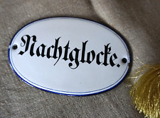 Antik Emailschild Emailleschild Metall Schild Hotel Nachtglocke selten (F24-2374