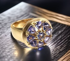 GJ69 * Traumhafter 9x TANSANIT AAA+ 2,09ct RING (19) 7,3 Gr.Trillant, rund 925er