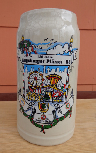 1liter bierkrug hasenbräu - bierkrug,
