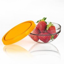 Schüssel aus Glas Glasschale mit Deckel –  340 ml Rund Servierschüssel