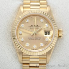 Rolex Lady Datejust Gelbgold 750 Diamanten 1996 Automatik Gold Damen
