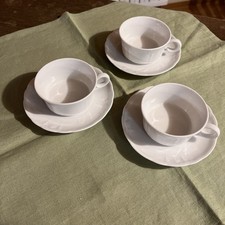Seltmann Weiden “Julia” Weiß 3 Teetassen mit Untertassen Gebraucht Guter Zustand