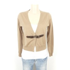 SCHUMACHER Cardigan Bolero Seide Beige Braun Samtschleife Gr. L 