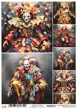 Reispapier A4 Strohseide Decoupage Clown Stofffetzen Stoffreste RE5872