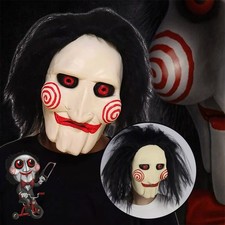 Halloween Saw Jigsaw Maske Gruselige Vollkopfmaske aus Latex für Kostümparty