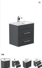 B-Waren Waschbeckenunterschrank mit Schiebetür Badschrank BZR69-II-HG-bwaren