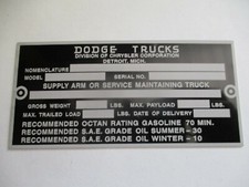 Typenschild Schild Dodge US Army Trucks chrysler