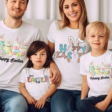 Happy Easter Day Bunny T-Shirt Family Matching Fit Kurzarmshirt #ED21
