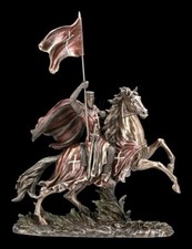 Ritter Figur - Templer Reiter mit Flagge - Veronese Mittelalter Krieger Statue