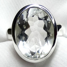 Ring 925 Silber mit riesigem, echtem, facettiertem Bergkristall - wertvoll NEU *