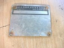 Hako Typenschild von Einachser Anhänger