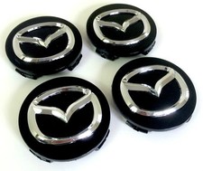 Mazda 4x 56mm Nabendeckel Felgendeckel Nabenkappe Schwarz Black DE