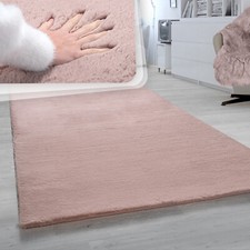Hochflor Teppich Für Wohnzimmer Softes Kaninchenfell Imitat Kunstfell In Rosa