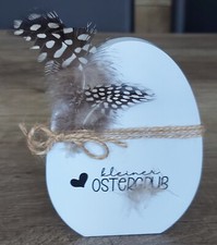 Deko Ei Osterei Osterdeko Gipsform Hellblau "Kleiner Ostergruß Handmade Gießform