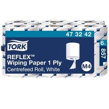 Tork Reflex Mehrzweck Papierwischtücher - 1-lagig - weiß  (1 Karton = 6 Rollen)