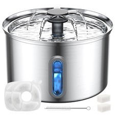 3.5L Trinkbrunnen Haustier Edelstahl Wasserspender für Katzen Hunde mit Filter