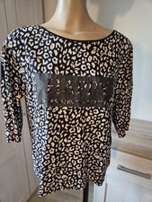 Cartoon Shirt GR. 36 Schwarz  Weiß Grau Glitzer 3/4 Arm Sehr Guter Zustand