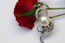 Anhänger Weißgold plattieren Süßwasser Perlen Schmuck Halskette Echtschmuck mnkb